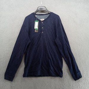 Jachs Shirt‎ Mens Small Navy Blue Wylie Textured Henley Fall Autumn Casual